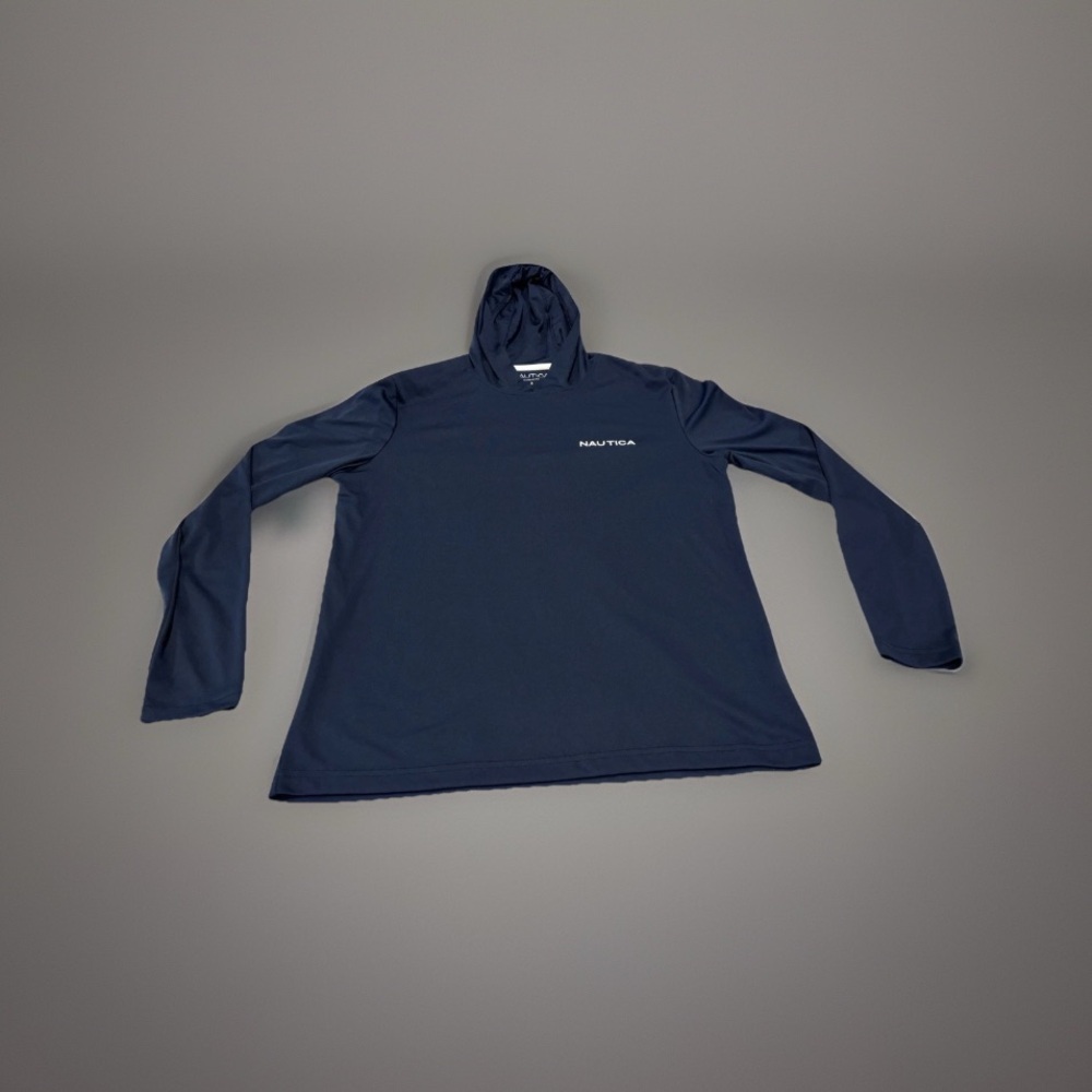 Nautica Lightweight Hoodie Pullover Men’s Small Navy Blue Vintage